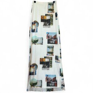 Princess Polly Mesh Photo Print Maxi Skirt Size 2 Y2K Aesthetic Sheer Overlay